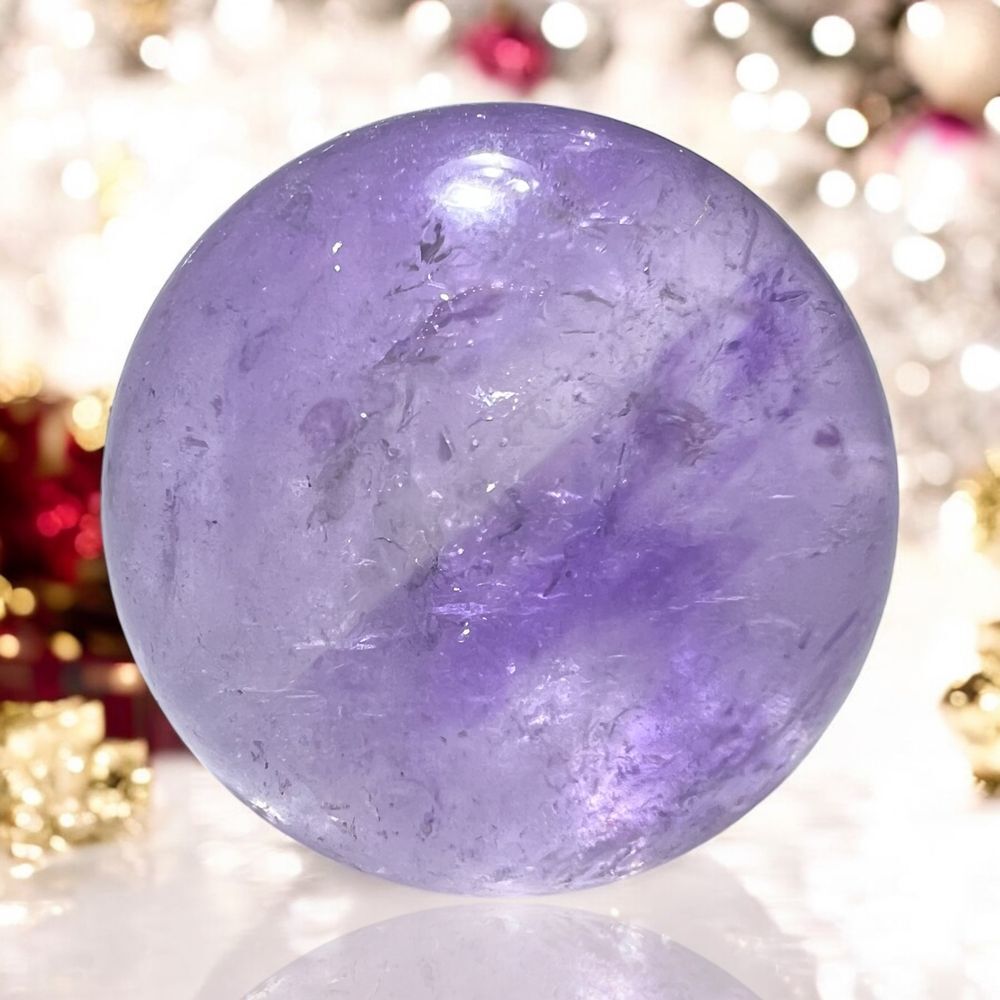 Amethyst Crystal Marble‎ Sphere Meditation Stone